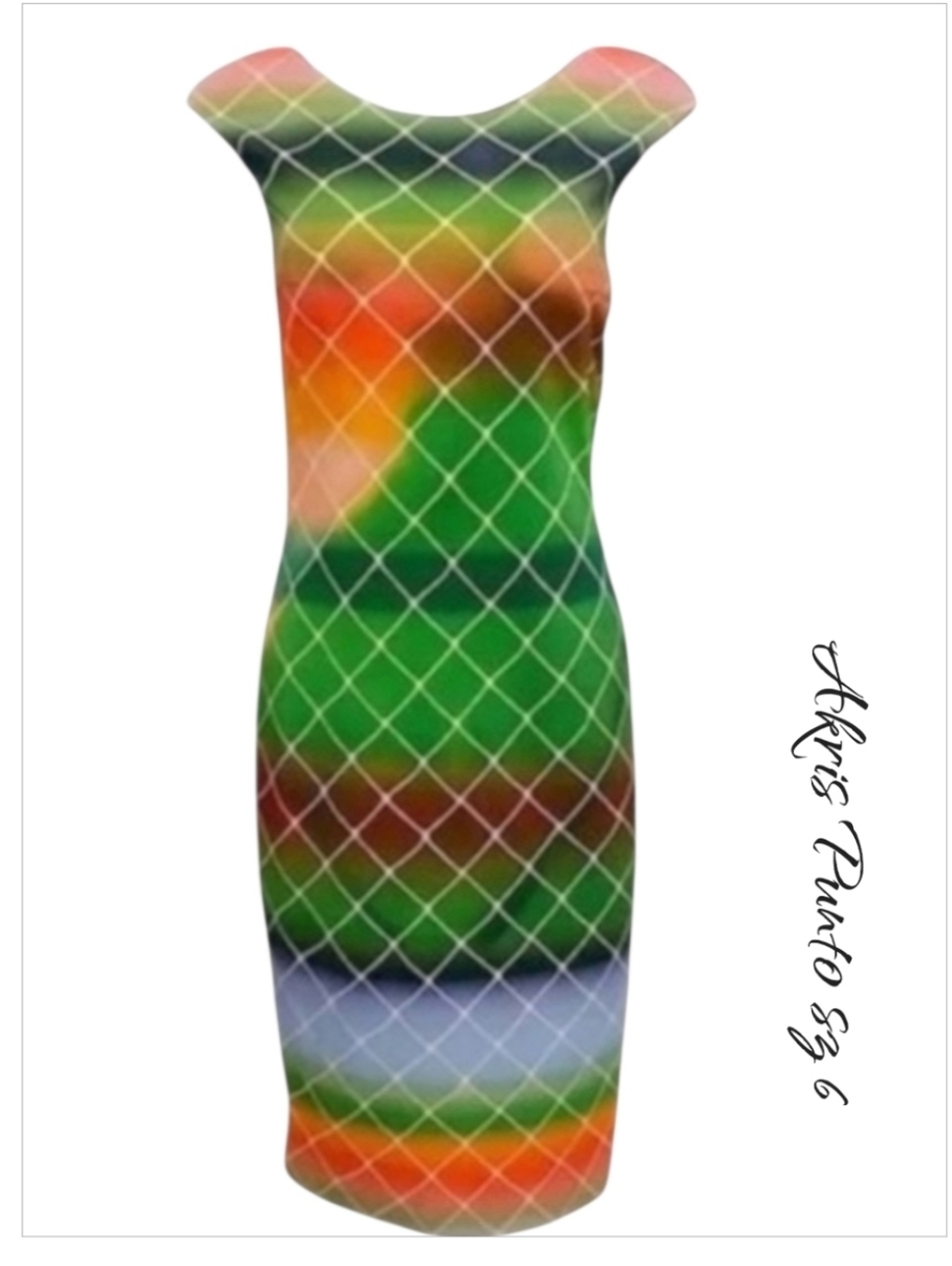 Akris Punto Rainbow Geometric Ombre Diamond Print Sheath Dress Size 6